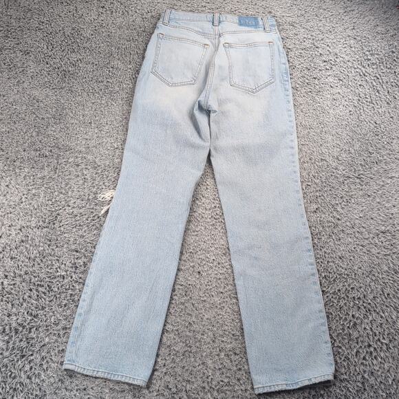 Abercrombie & Fitch Jeans Women 2 Blue 90s Straight Ultra High Rise Distressed - Picture 2 of 10